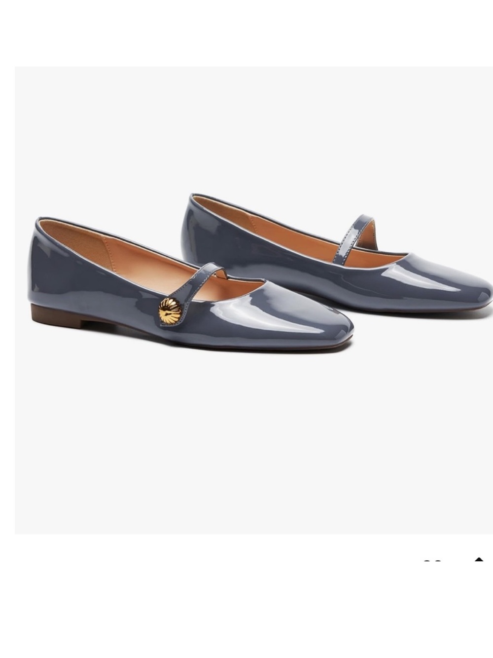 C. Paravano Mary Jane Patent Leather Flats in Slate Blue